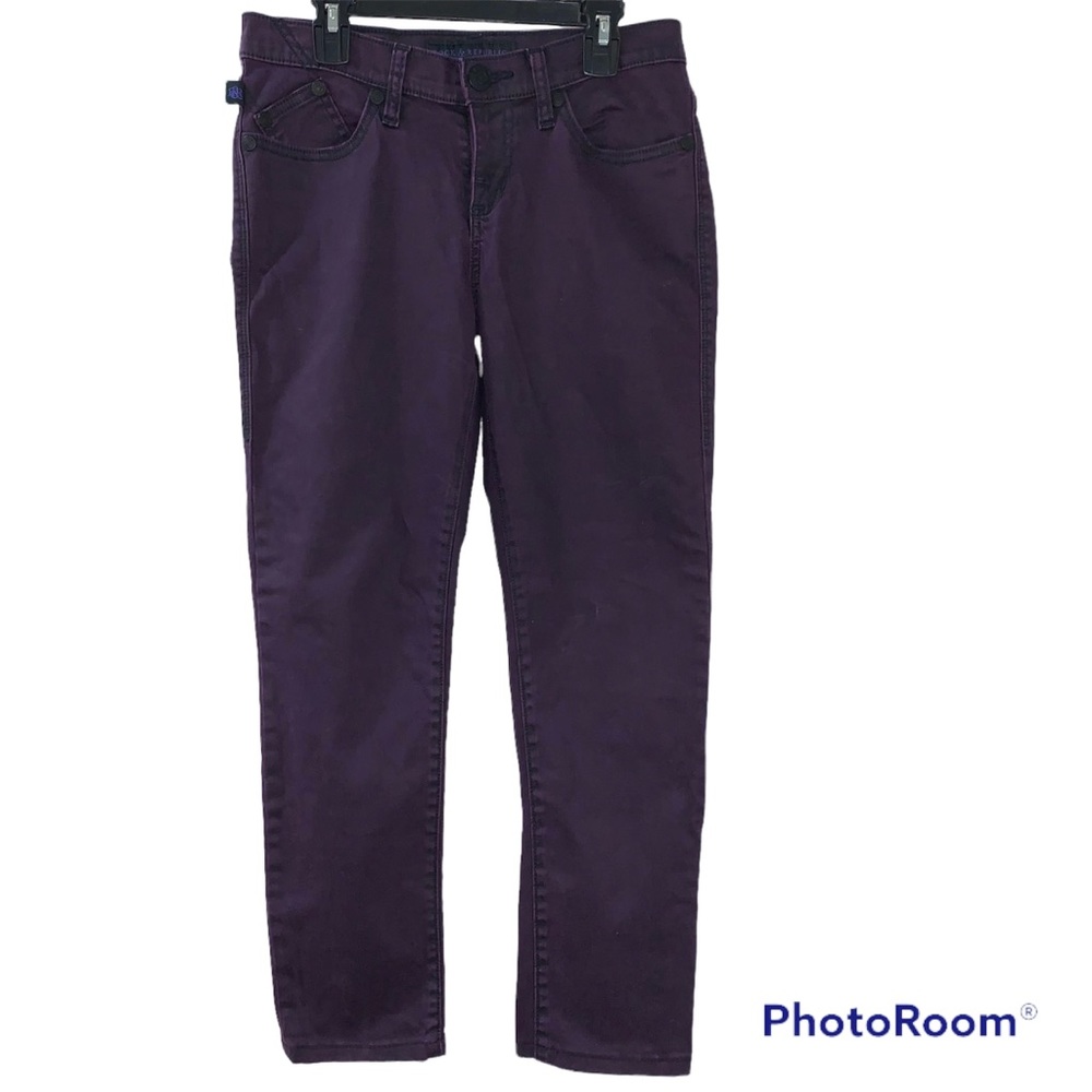 Rock & Republic Cropped Dark Purple Wax Coated Berlin Jeans - Size 4